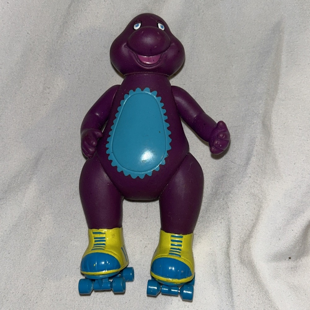 KID KORE DINO PALS LOOSE FIGURE ROLLER SKATING DINOSAUR SKATES 1992 BARNEY F1